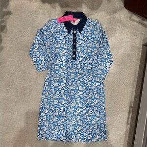NWT-Lilly Pulitzer Ainslee 3/4 sleeve Blue and White Floral Polo Dress